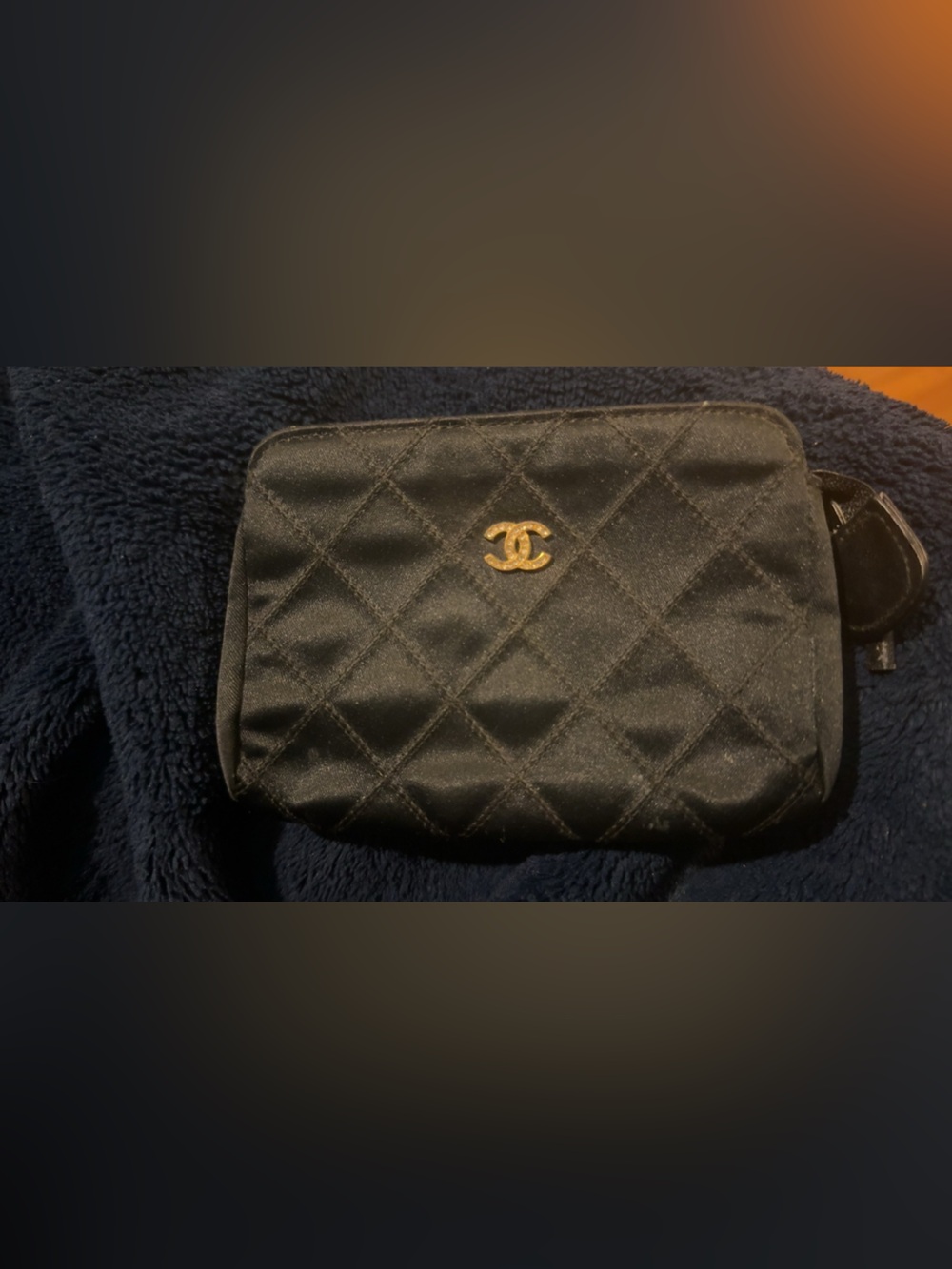 CHANEL Black and Beige Suede Interior Wallet